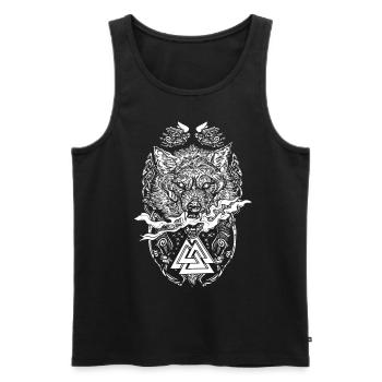 Fenrir Viking Runes Design Fenris Wolf Teutons - Men's Premium Organic Tank Top - black - Front - Michal (187cm)