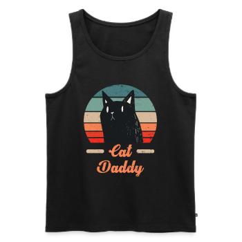 Katzenpapa Retro Vintage Katzendesign - Männer Premium Bio Tank Top - Schwarz - Vorne - AI Model Male 178 light (178cm)