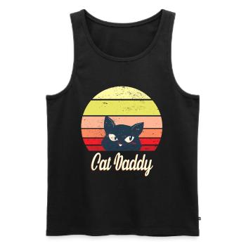 Retro Cat Dad Idée pour Cats Dad - Débardeur bio Premium Homme - noir - Devant - AI Model Male 178 light (178cm)