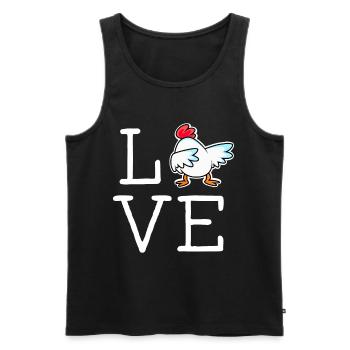 LOVE chicken lettering with cool chicken farmer - Men's Premium Organic Tank Top - black - Front - AI Model Male 178 light (178cm)