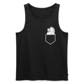 Poulet en soie dans la poitrine Poche Poulet Sac de poulet - Débardeur bio Premium Homme - noir - Devant - Michal (187cm)