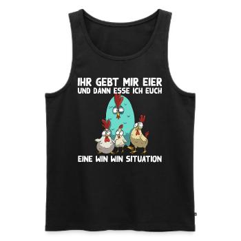 Lustiger Hühner Spruch Win Win Situation mit Huhn - Männer Premium Bio Tank Top - Schwarz - Vorne - Michal (187cm)
