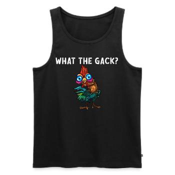Huhn Hahn Lustiger Hühner Spruch what the gack - Männer Premium Bio Tank Top - Schwarz - Vorne - Michal (187cm)