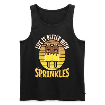 Life Is Better With Sprinkles - Men's Premium Organic Tank Top - black - Front - AI Model Male 178 light (178cm)