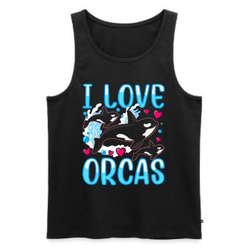 J’aime les orques mer protéger les orques baleines - Débardeur bio Premium Homme - noir - Devant - Michal (187cm)