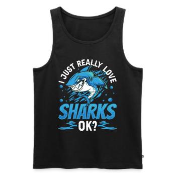 J’aime les requins vraiment ok requin requin dent de requin - Débardeur bio Premium Homme - noir - Devant - Michal (187cm)