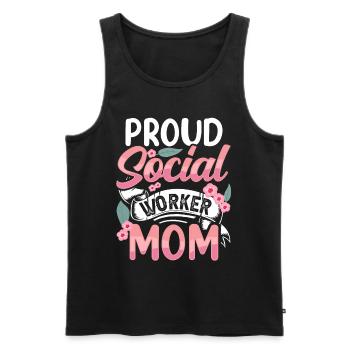 Fière travailleuse sociale, maman, mère, travail social - Débardeur bio Premium Homme - noir - Devant - Michal (187cm)