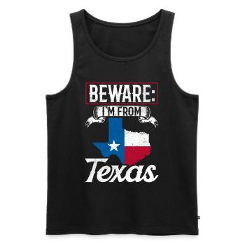 Achtung: Ich Komme Aus Texas Texanisch Texaner - Männer Premium Bio Tank Top - Schwarz - Vorne - AI Model Male 178 light (178cm)
