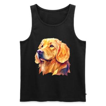 Golden Retriever Chien Chien Race Retriever Chiens - Débardeur bio Premium Homme - noir - Devant - AI Model Male 178 light (178cm)