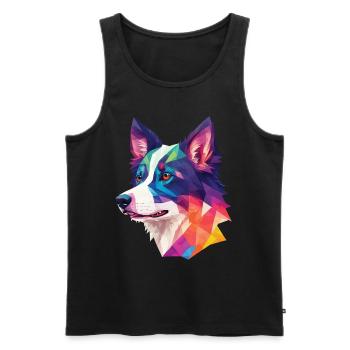 Border Collie Polygonen Hunde Kunst Collie Hund - Männer Premium Bio Tank Top - Schwarz - Vorne - AI Model Male 178 light (178cm)