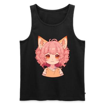 Fox Girl Kawaii Anime Foxes Manga Chibi - Débardeur bio Premium Homme - noir - Devant - Michal (187cm)