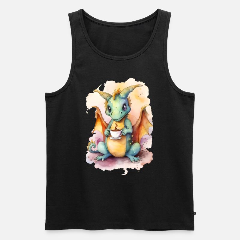 Drache mit Kaffee -Aquarellstil - Männer Premium Bio Tank Top - undefined