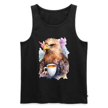 Adler mit Kaffee -Aquarellstil - Männer Premium Bio Tank Top - Schwarz - Vorne - Michal (187cm)