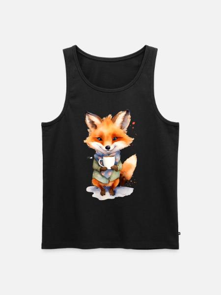 Fuchs mit Kaffee -Aquarellstil - Männer Premium Bio Tank Top - 