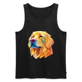 Golden Retriever Dog Dogs Design Polygon Art - Débardeur bio Premium Homme - noir - Devant - AI Model Male 178 light (178cm)