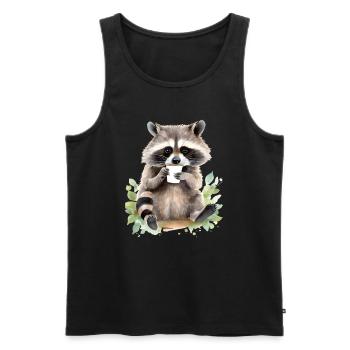 Sink with coffee watercolor style - Men's Premium Organic Tank Top - black - Front - Michal (187cm)