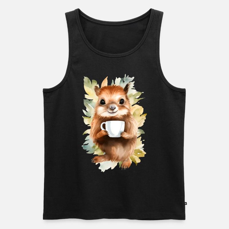 Eichhörnchen mit Kaffee -Aquarellstil - Männer Premium Bio Tank Top - undefined