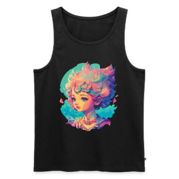 Manga Anime Character Kawaii Chibi Girl Design - Men's Premium Organic Tank Top - black - Front - AI Model Male 178 light (178cm)