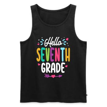 Hello Seventh Grade Back To School Teacher Student - Men's Premium Organic Tank Top - black - Front - AI Model Male 178 light (178cm)