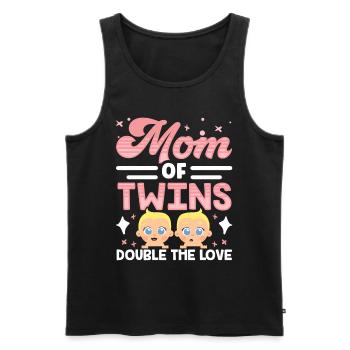 Mère de jumeaux Double Love Twin - Débardeur bio Premium Homme - noir - Devant - Michal (187cm)