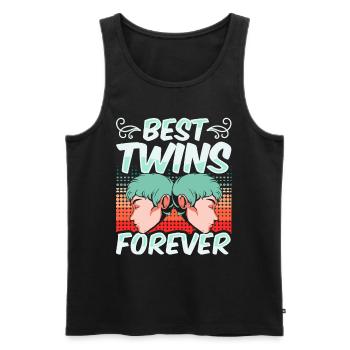 Best Twins Forever Humor Twin Funny - Men's Premium Organic Tank Top - black - Front - AI Model Male 178 light (178cm)