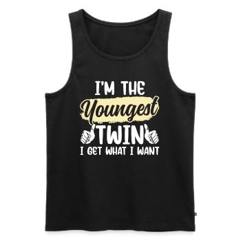 Bin Der Jüngste Zwilling Ich Bekomme Was Ich Will - Männer Premium Bio Tank Top - Schwarz - Vorne - Michal (187cm)