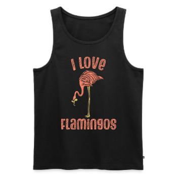 J’adore les flamants roses mignons dictons d’animaux flamants roses - Débardeur bio Premium Homme - noir - Devant - AI Model Male 178 light (178cm)