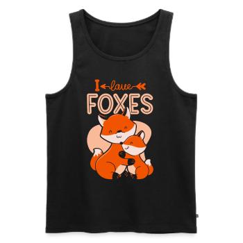 I Love Foxes Lovers Animal Fox Sayings - Men's Premium Organic Tank Top - black - Front - AI Model Male 178 light (178cm)