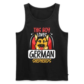 Ce garçon aime le berger allemand chien mignon - Débardeur bio Premium Homme - noir - Devant - AI Model Male 178 light (178cm)
