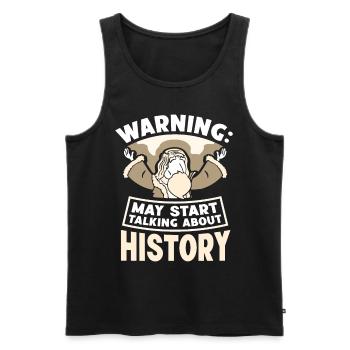 Warnung: Könnte Anfangen Über Geschichte Zu Reden - Männer Premium Bio Tank Top - Schwarz - Vorne - AI Model Male 178 light (178cm)