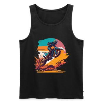 Motocross Biker Offroad Race Cartoon Dirt Bike - Débardeur bio Premium Homme - noir - Devant - Michal (187cm)
