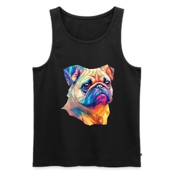Polygon Kunst Mops Hund Design Hunde Liebhaber - Männer Premium Bio Tank Top - Schwarz - Vorne - AI Model Male 178 light (178cm)