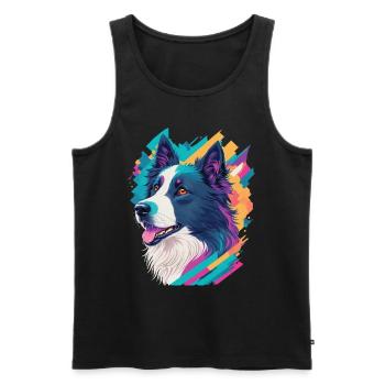 Border Collie Hunde Liebe Hund Haustier Design - Männer Premium Bio Tank Top - Schwarz - Vorne - Michal (187cm)
