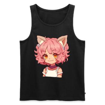 Kemonomimi Kawaii Anime Girl Manga Design - Men's Premium Organic Tank Top - black - Front - Michal (187cm)