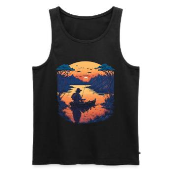 Hobby Angler Freiheit Fische und Angeln Design - Männer Premium Bio Tank Top - Schwarz - Vorne - AI Model Male 178 light (178cm)