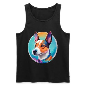 Jack Russel Chien préféré et fidèle compagnon - Débardeur bio Premium Homme - noir - Devant - AI Model Male 178 light (178cm)