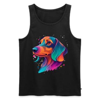Teckel, chien, fidèle compagnon et amour pour animaux de compagnie - Débardeur bio Premium Homme - noir - Devant - AI Model Male 178 light (178cm)