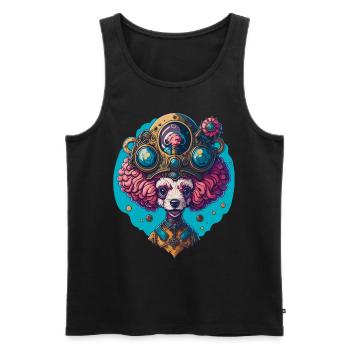 Funny Steampunk Poodle Vintage Dog Design - Men's Premium Organic Tank Top - black - Front - AI Model Male 178 light (178cm)