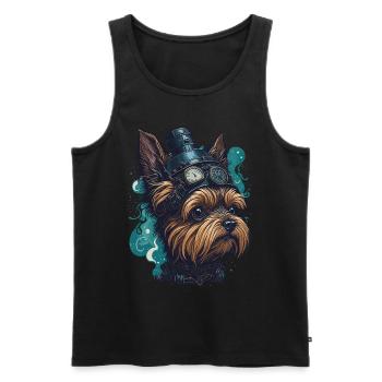 Steampunk Yorkshire Terrier vintage retro dog - Men's Premium Organic Tank Top - black - Front - AI Model Male 178 light (178cm)