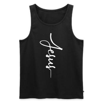 Jesus - Männer Premium Bio Tank Top - Schwarz - Vorne - Michal (187cm)
