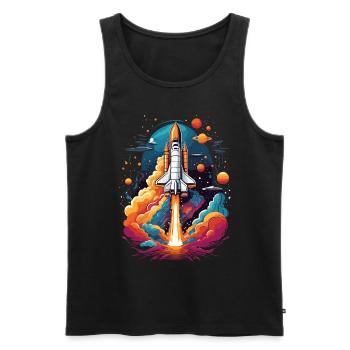 Space Shuttle Astronaut Rocket Space Adventure - Men's Premium Organic Tank Top - black - Front - AI Model Male 178 light (178cm)