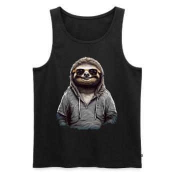 Urban Sloth - Cool Sunglasses Design - Men's Premium Organic Tank Top - black - Front - AI Model Male 178 light (178cm)