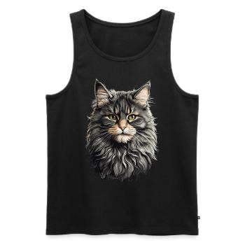 Maine-Coon-Katze Elegantes Katzen Design - Männer Premium Bio Tank Top - Schwarz - Vorne - Michal (187cm)