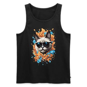 Siamese Cat Meow Cat Lover Design - Men's Premium Organic Tank Top - black - Front - Michal (187cm)