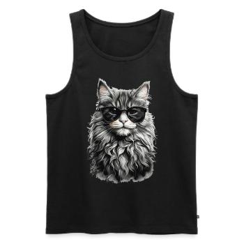 Chat de forêt norvégien Chat frais et animal de compagnie - Débardeur bio Premium Homme - noir - Devant - Michal (187cm)
