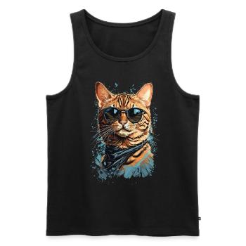 Cool Bengal Cat Exotic Cat Design - Men's Premium Organic Tank Top - black - Front - Michal (187cm)