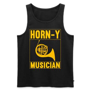 Horn Blechblasinstrument - Männer Premium Bio Tank Top - Schwarz - Vorne - Michal (187cm)