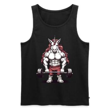Einhorn Bodybuilder cooles Fitness Muskel Design - Männer Premium Bio Tank Top - Schwarz - Vorne - Michal (187cm)