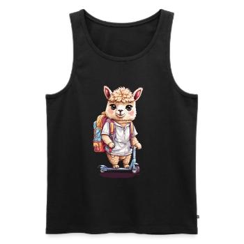 Alpaca student with scooter first day of school design - Men's Premium Organic Tank Top - black - Front - Michal (187cm)