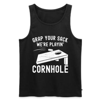 Cornhole Player Cornhole Board - Men's Premium Organic Tank Top - black - Front - AI Model Male 178 light (178cm)